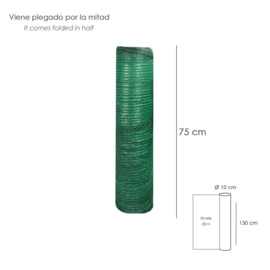 Malla Sombreo Rollo 1,5 x 10 Metros, Reduce Radiación, Protección Jardín y Terraza, Regula Temperatura, Color Verde Claro al por