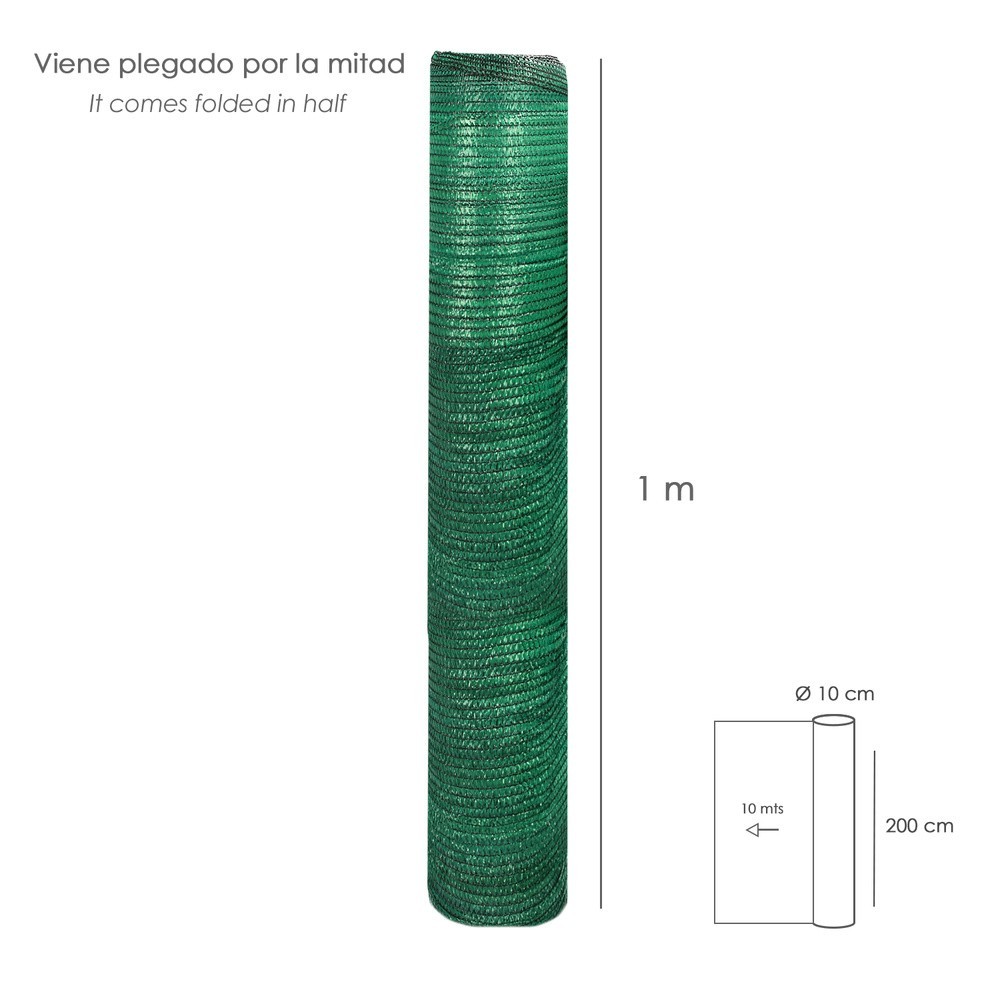 Malla Sombreo Rollo 2,0 x 10 Metros, Reduce Radiación, Protección Jardín y Terraza, Regula Temperatura, Color Verde Claro al por