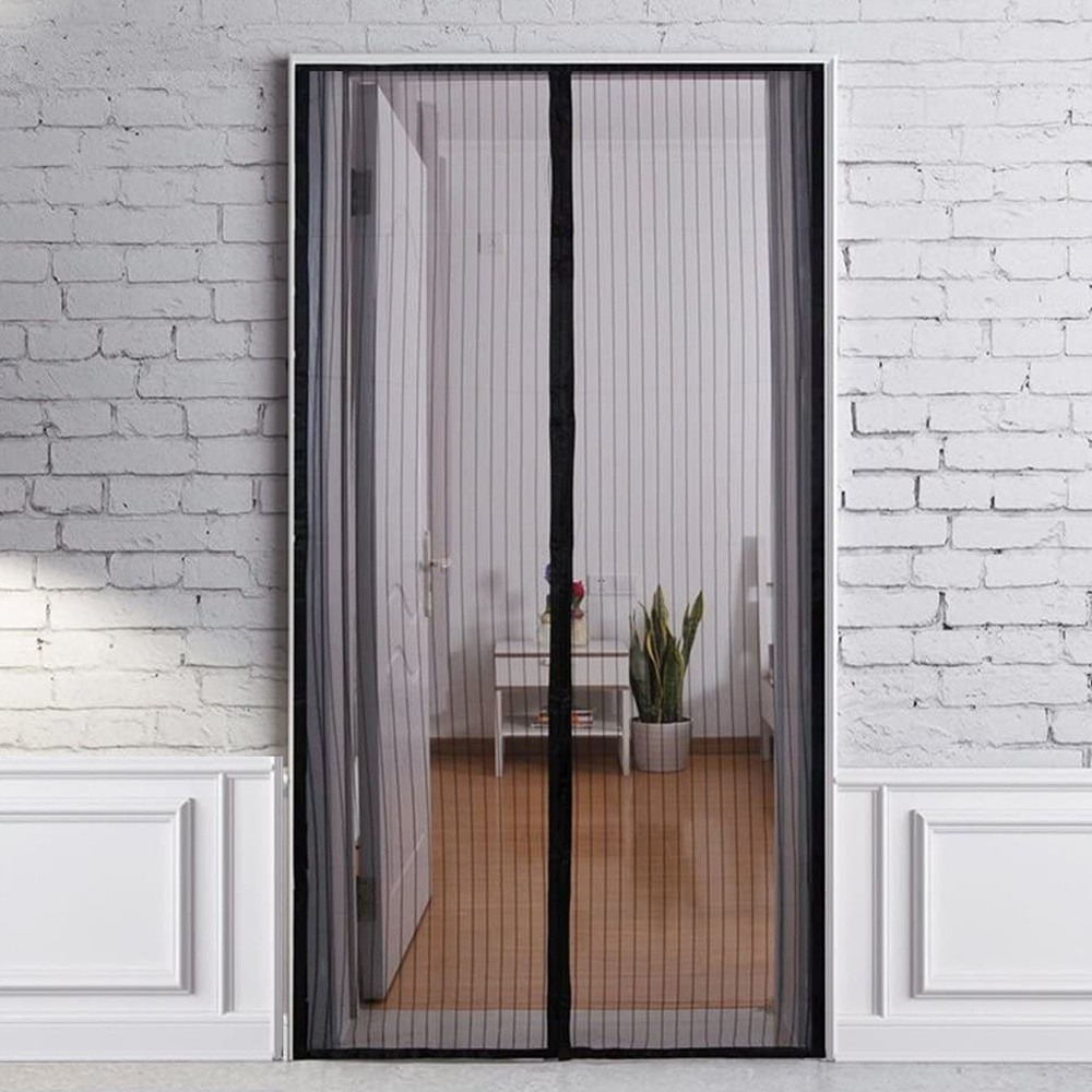 Cortina Mosquitera Para Puertas Con Cierre Central Magnetico Automatico 120 x 240 (Alt,) cm, Color Negro, al por Mayor | Almacén