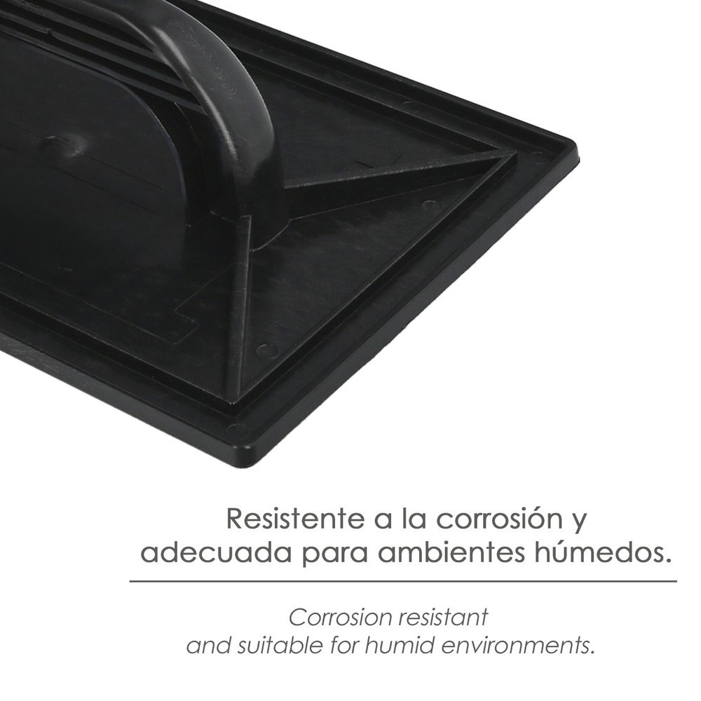 Talocha Plastico 27 x 18 cm, Mango Redondo Negro Con Alveolos al por Mayor | Almacén de Ferretería