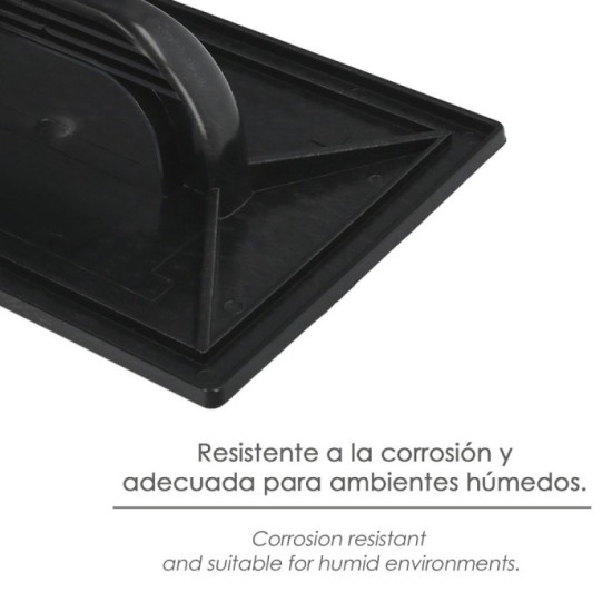 Talocha Plastico 34 x 23 cm, Mango Redondo Negro Con Alveolos al por Mayor | Almacén de Ferretería
