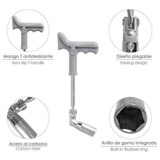 Llave Bujias Articulada 21 mm, Con Mango T al por Mayor | Almacén de Ferretería