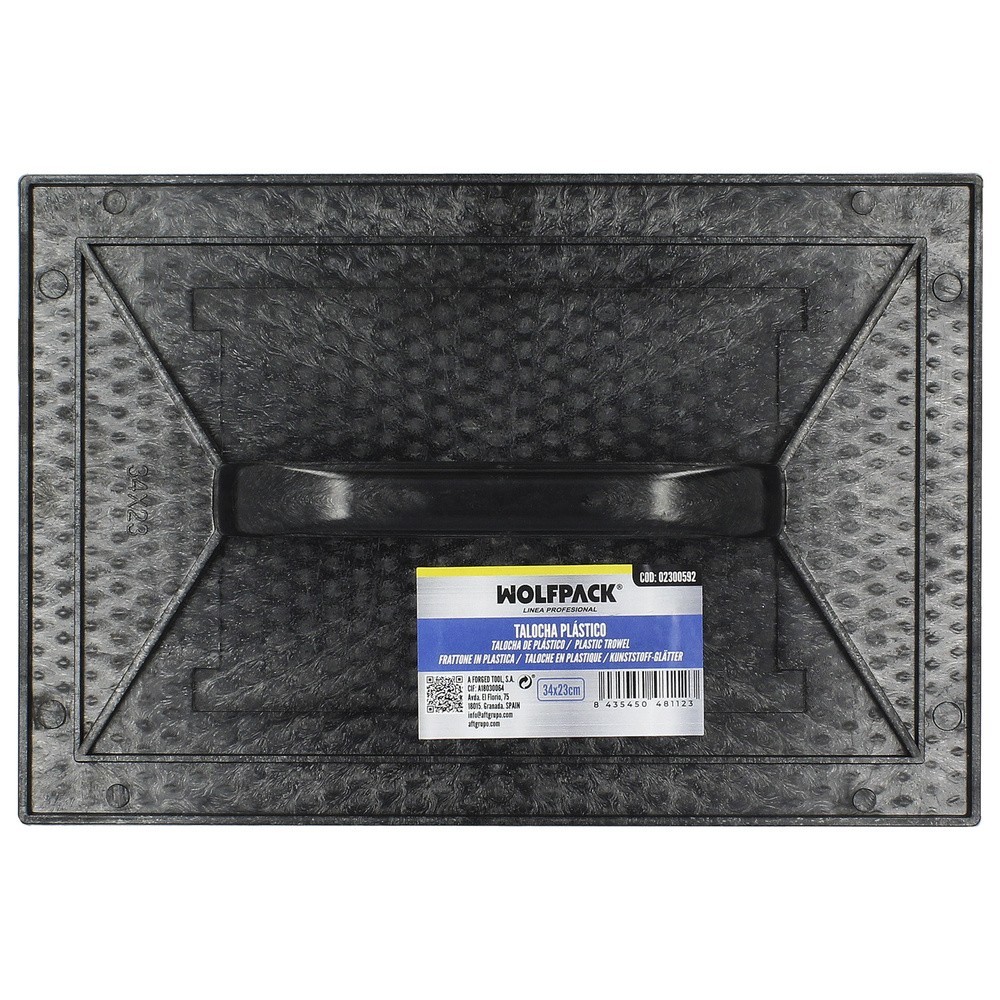Talocha Plastico 34 x 23 cm, Mango Redondo Negro Con Alveolos al por Mayor | Almacén de Ferretería