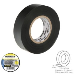 Cinta Aislante Profesional Negra Espesor 0,13 mm, Ancho 19 mm, Rollo 25 Metros Cinta Electricista, Cinta Aislante Cables