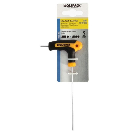 Llave Allen Con Bola Mango Bimaterial "Soft Touch" Forma T 2,0 mm, Acero Cromo Vanadio, Destornillador allen, llave hexagonal al