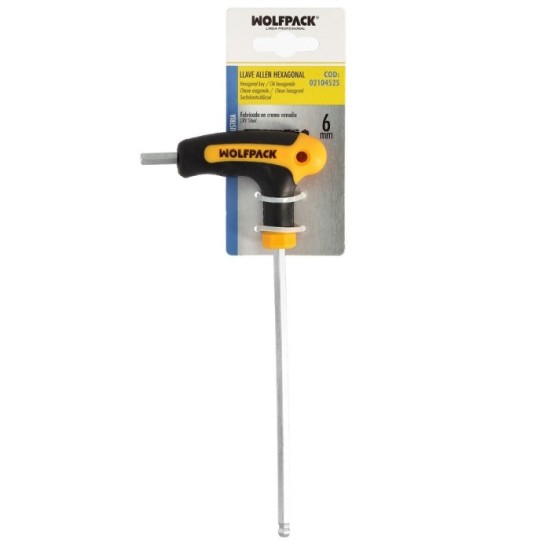 Llave Allen Con Bola Mango Bimaterial "Soft Touch" Forma T 6,0 mm, Acero Cromo Vanadio, Destornillador allen, llave hexagonal al