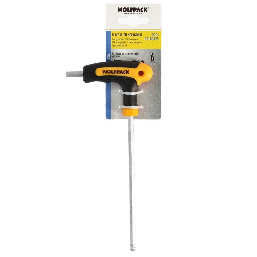 Llave Allen Con Bola Mango Bimaterial "Soft Touch" Forma T 6,0 mm, Acero Cromo Vanadio, Destornillador allen, llave hexagonal al