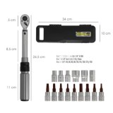 Llave Dinamometrica 1/4" Con 9 Puntas Hexagonales y 5 Vasos, Llave De Torque Camiones, Coches, Motos, Micro Ajustes, Acero CRV a