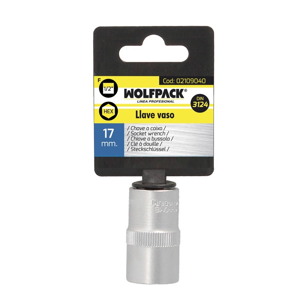 Llave Vaso 1/2" Hexagonal 17 mm, Perfil de 6 caras, Acero Cromo Vanadio, Aristas Redondas al por Mayor | Almacén de Ferretería