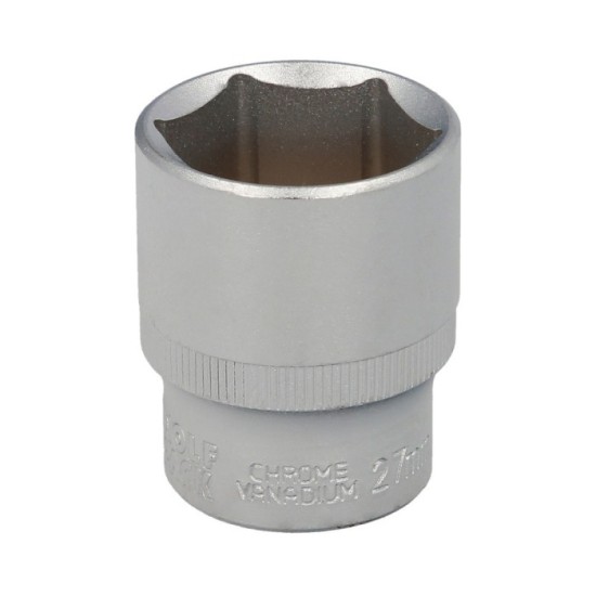 Llave Vaso 1/2" Hexagonal 27 mm, Perfil de 6 caras, Acero Cromo Vanadio, Aristas Redondas al por Mayor | Almacén de Ferretería