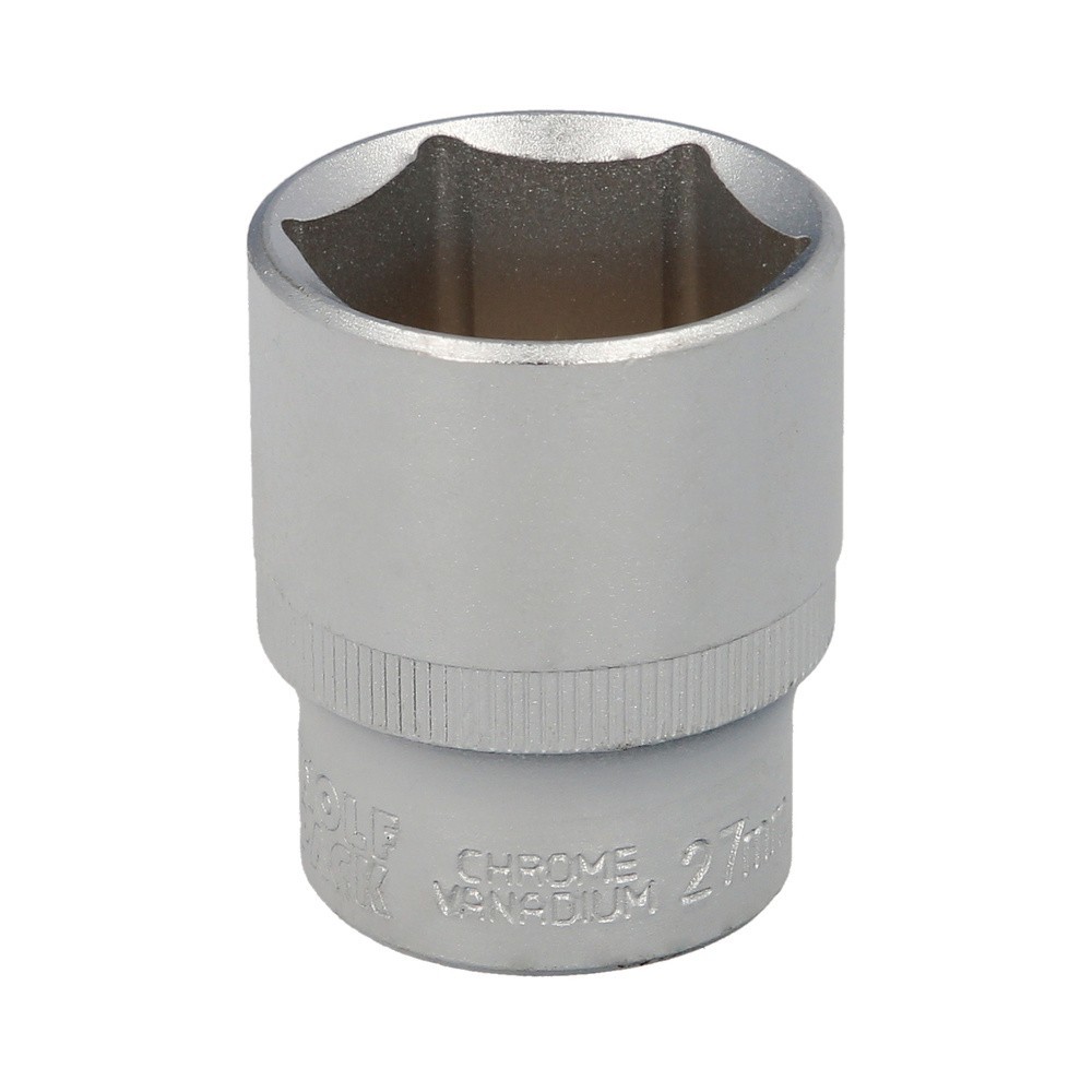 Llave Vaso 1/2" Hexagonal 27 mm, Perfil de 6 caras, Acero Cromo Vanadio, Aristas Redondas al por Mayor | Almacén de Ferretería
