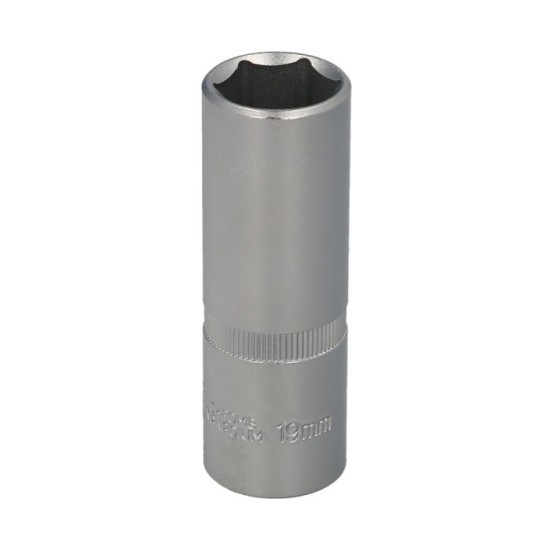 Llave Vaso 1/2" Hexagonal Larga 19 mm, Perfil de 6 caras, Acero Cromo Vanadio, Aristas Redondas al por Mayor | Almacén de Ferret