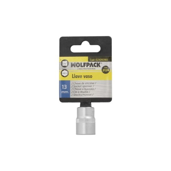 Llave Vaso 1/4" Hexagonal 13 mm, Perfil de 6 caras, Acero Cromo Vanadio, Aristas Redondas al por Mayor | Almacén de Ferretería