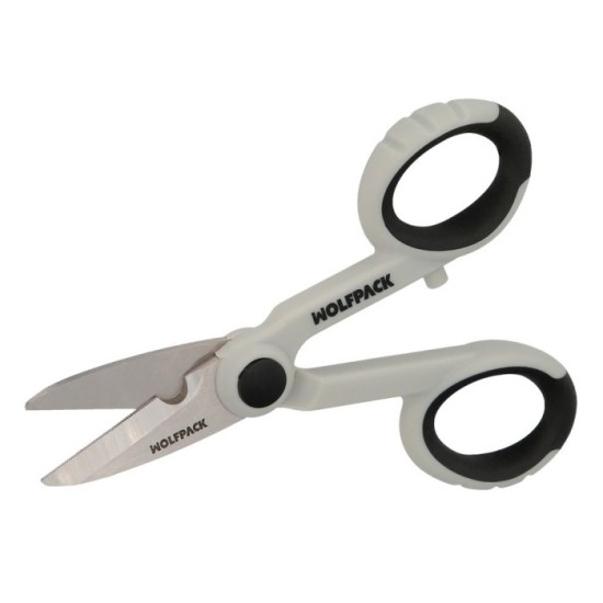 Tijeras Electricista 140 mm, Mango TPR No Aislado, Hojas Acero Inoxidable, Ergonomicas, Tijeras Cortar Cable, Pelacables al por 