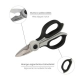 Tijeras Electricista 155 mm, Mango TPR Plus No tension, Con Funda Hojas Acero Inoxidable, Tijeras Cortar Cable, Pelacables al po