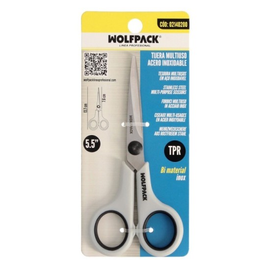 Tijeras Multiuso Acero Inoxidable 5,5" / 140 mm, Hojas Acero Inoxidable, Mango Comodo y Suave al por Mayor | Almacén de Ferreter
