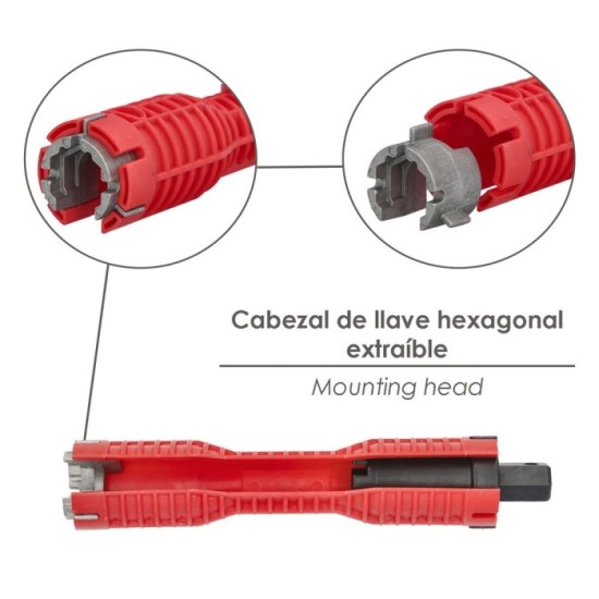 Llave Para Grifos Multifuncion Con Adaptador, Llave Hexagonal y Extractor de Tornillos al por Mayor | Almacén de Ferretería