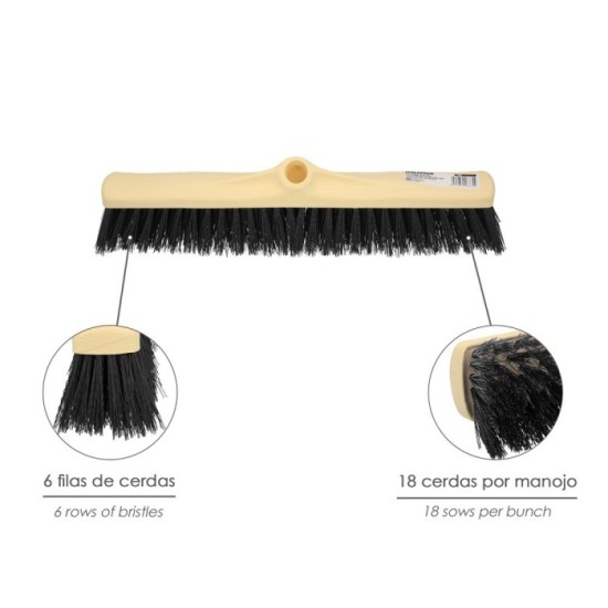 Cepillo Barrendero Industrial Fibra Rigida PVC, Soporte Polipropileno 50 cm, (Sin Mango) al por Mayor | Almacén de Ferretería
