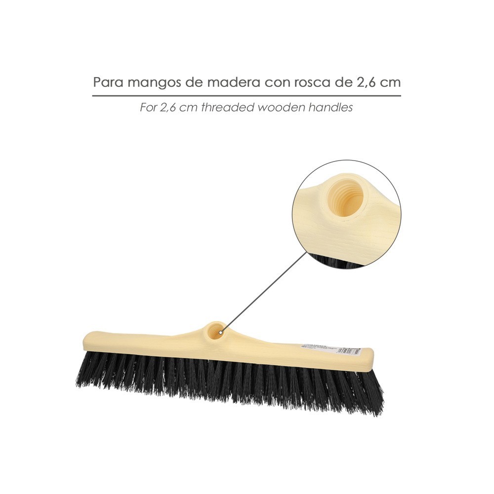 Cepillo Barrendero Industrial Fibra Rigida PVC, Soporte Polipropileno 50 cm, (Sin Mango) al por Mayor | Almacén de Ferretería