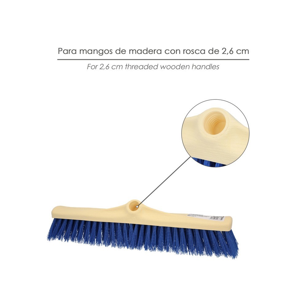Cepillo Barrendero Industrial Fibra Semi Rigida PVC, Soporte Polipropileno 50 cm, (Sin Mango) al por Mayor | Almacén de Ferreter
