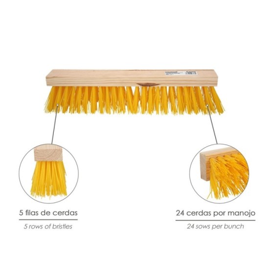 Cepillo Barrendero Industrial Fibra Polipropileno, Soporte Madera 50 cm, (Sin Mango) al por Mayor | Almacén de Ferretería