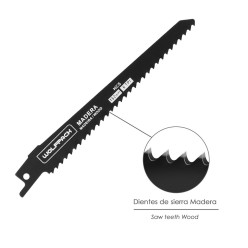 Hoja Para Sierra Sable Madera 152 mm, 6 TPI, 5 piezas, Especial para madera,
