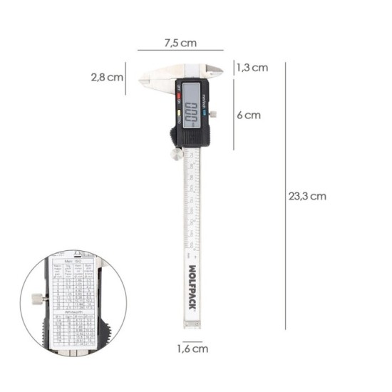 Calibre Digital Acero Inoxidable 150 mm, Pie de Rey, Paquimetro, Pantalla LCD, Boton de Bloqueo al por Mayor | Almacén de Ferret