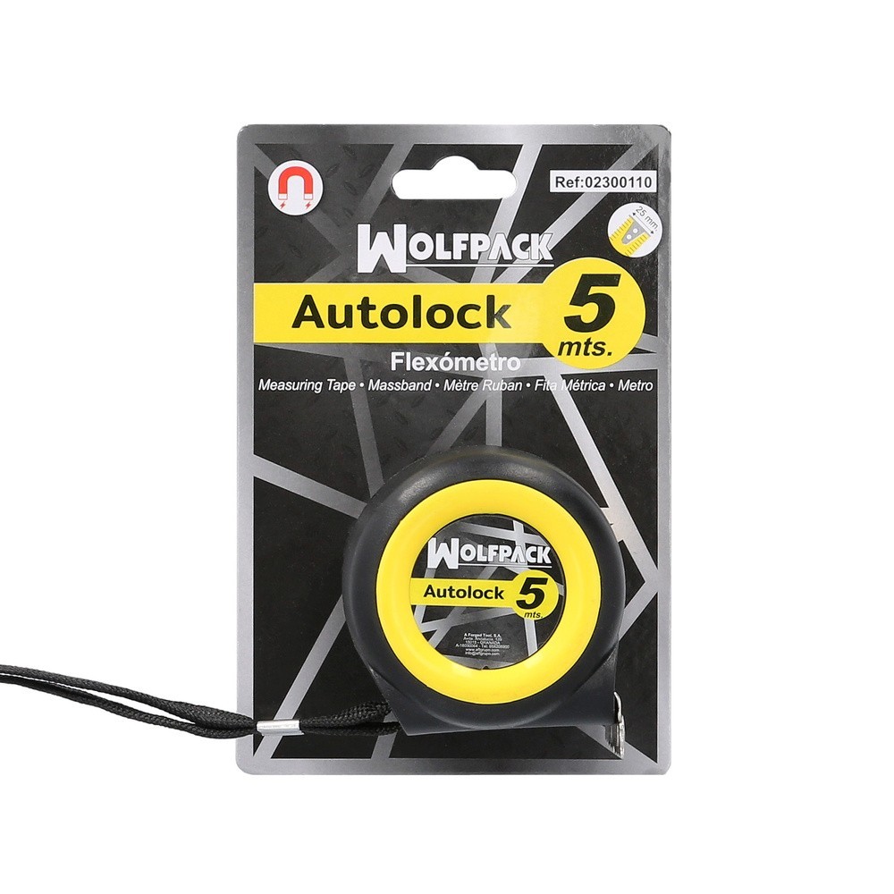 Flexometro Sistema Autolock Con Freno Automatico Longitud 5 Metros Ancho Cinta 25 mm, Magnetico, Cinta Metrica Freno Automatico 