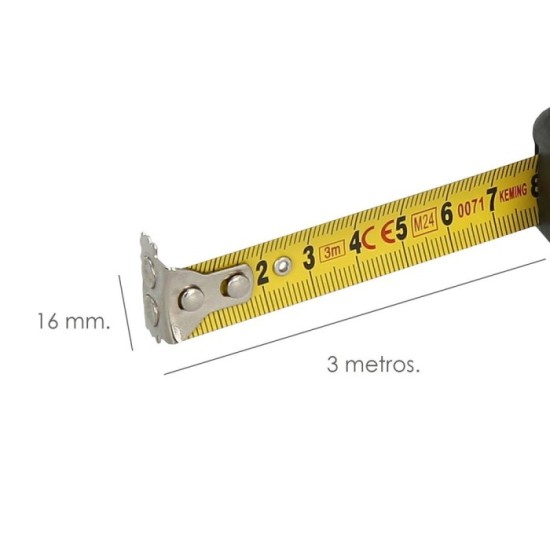 Flexometro Gummy Grip Con Doble Freno Longitud 3 Metros Ancho 16 mm, Magnetico,Metro Medición, Metro Magnetico, Hogar, Bricolaje
