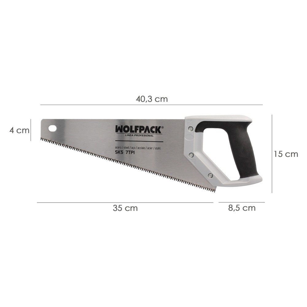 Serrucho Carpintero Bimaterial 350 mm, / 14" Acero SK5 Triple Afilado Sierra Carpintero, Serrucho Carpinteria, Sierra Costilla a