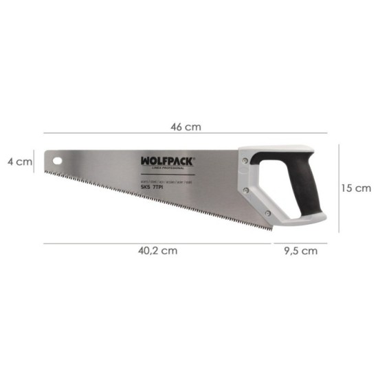 Serrucho Carpintero Bimaterial 400 mm, / 16" Acero SK5 Triple Afilado Sierra Carpintero, Serrucho Carpinteria, Sierra Costilla a
