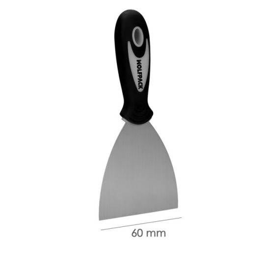 Espatula Acero Inoxidable Ancho 60 mm, Con Mango de Goma Ergonomico, Espatula Pintor, Espatula Masilla, Paletina, Paleta Rascar 