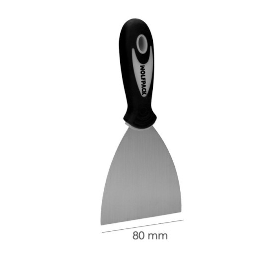 Espatula Acero Inoxidable Ancho 80 mm, Con Mango de Goma Ergonomico, Espatula Pintor, Espatula Masilla, Paletina, Paleta Rascar 