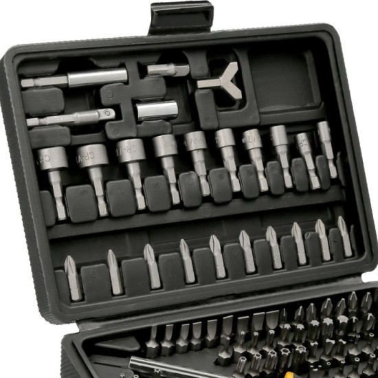 Juego Puntas con Destornillador 1/4" 122 Pzs, Con Apadtador, Cromo Vanadio, Kit Llave Combinada, Kit Carraca, al por Mayor | Alm
