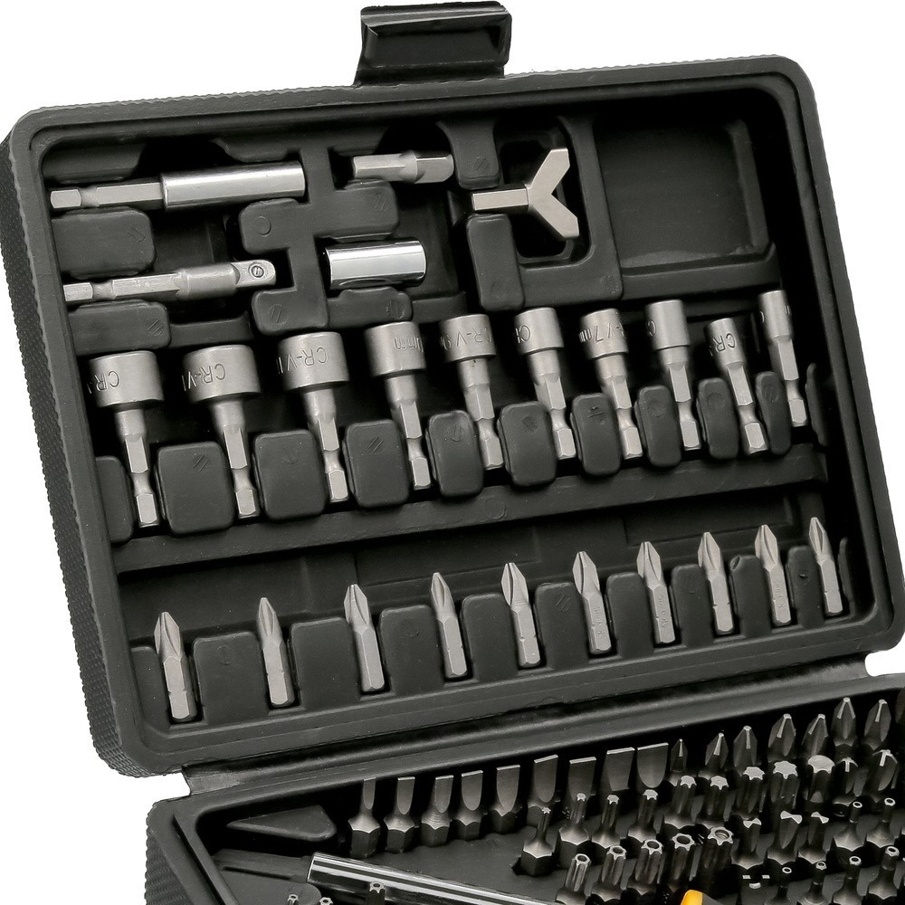Juego Puntas con Destornillador 1/4" 122 Pzs, Con Apadtador, Cromo Vanadio, Kit Llave Combinada, Kit Carraca, al por Mayor | Alm