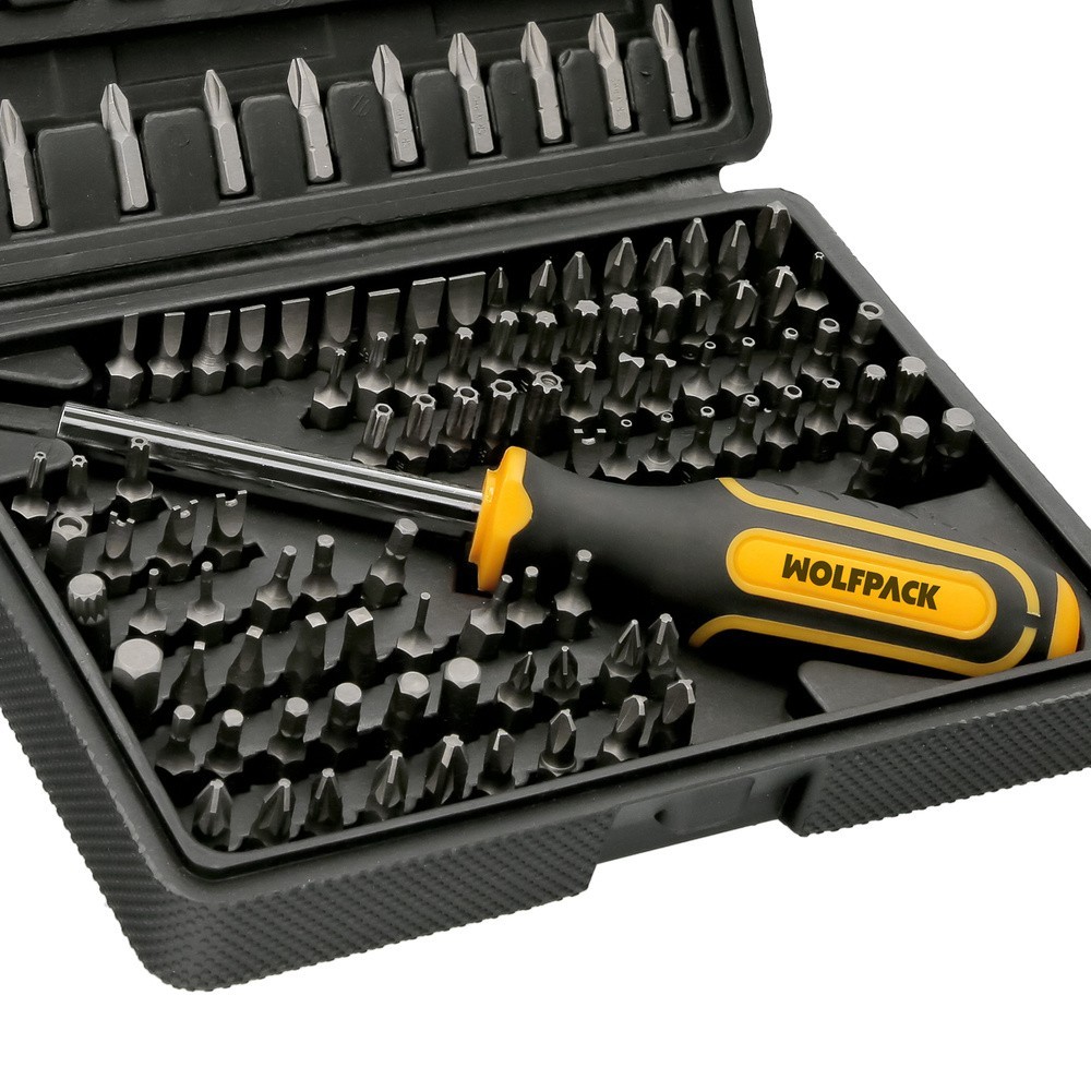Juego Puntas con Destornillador 1/4" 122 Pzs, Con Apadtador, Cromo Vanadio, Kit Llave Combinada, Kit Carraca, al por Mayor | Alm