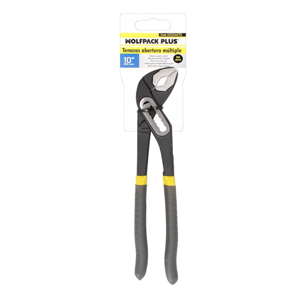 Tenazas Apertura Múltiple Negra 250 mm, Mangos Plastificados DIN 8976, Pico De Loro, Alicates Extensibles, Tenazas Fontanero al 