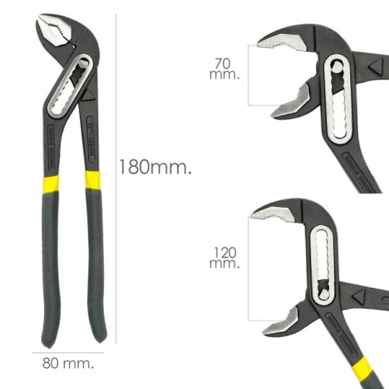 Tenazas Apertura Múltiple Negra 400 mm, Mangos Plastificados DIN 8976, Pico De Loro, Alicates Extensibles, Tenazas Fontanero al 