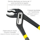 Tenazas Apertura Múltiple Negra 400 mm, Mangos Plastificados DIN 8976, Pico De Loro, Alicates Extensibles, Tenazas Fontanero al 