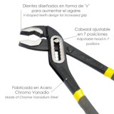 Tenazas Apertura Múltiple Negra 300 mm, Mangos Plastificados DIN 8976, Pico De Loro, Alicates Extensibles, Tenazas Fontanero al 