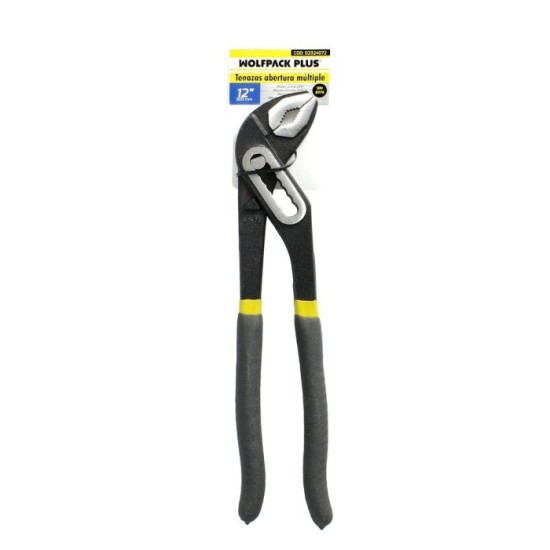 Tenazas Apertura Múltiple Negra 300 mm, Mangos Plastificados DIN 8976, Pico De Loro, Alicates Extensibles, Tenazas Fontanero al 