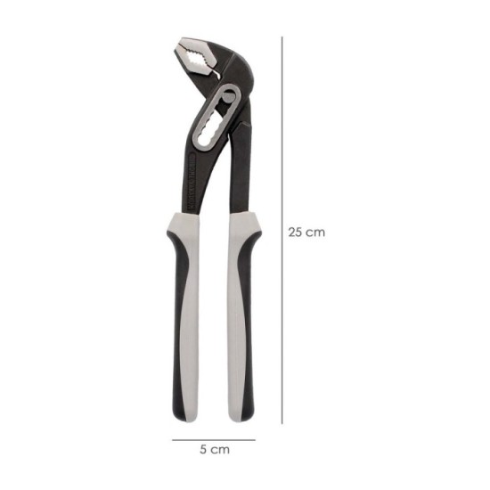 Tenazas Apertura Múltiple Negra Plus 250 mm, mangos Engomados DIN 8976, Pico De Loro, Alicates Extensibles, Tenazas Fontanero al