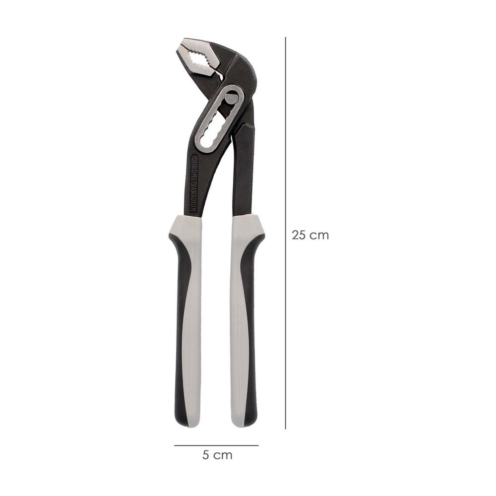 Tenazas Apertura Múltiple Negra Plus 250 mm, mangos Engomados DIN 8976, Pico De Loro, Alicates Extensibles, Tenazas Fontanero al