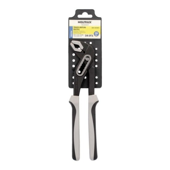 Tenazas Apertura Múltiple Negra Plus 250 mm, mangos Engomados DIN 8976, Pico De Loro, Alicates Extensibles, Tenazas Fontanero al