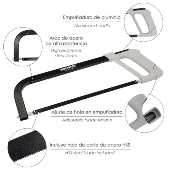 Arco Sierra Acero Con Empuñadura de Aluminio Angulo Corte Ajustable, Corta Acero, Aluminio, Madera, Plastico, Cobre al por Mayor
