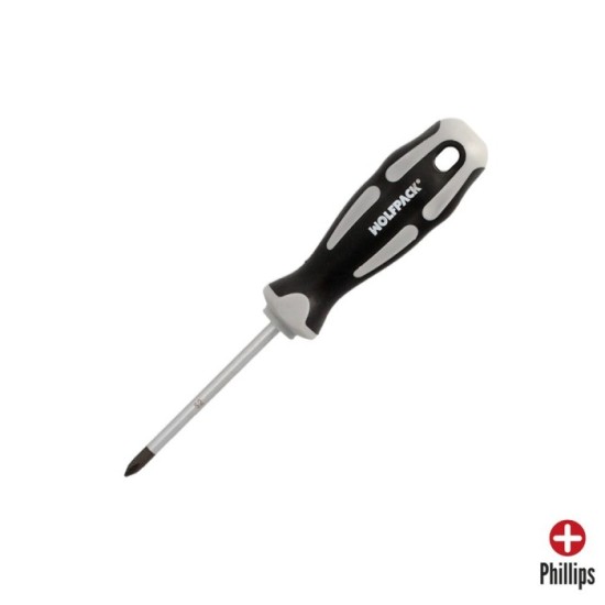 Destornillador Phillips Acero S2 Mango TPR Bimaterial, Medida PH 1 x Ø 5,0 x 75 mm,  DIN5262, al por Mayor | Almacén de Ferreter
