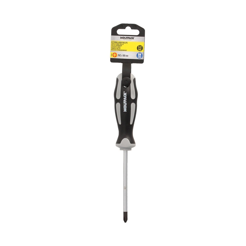 Destornillador Phillips Acero S2 Mango TPR Bimaterial, Medida PH 2 x Ø 6,0 x 100 mm,  DIN5262, al por Mayor | Almacén de Ferrete