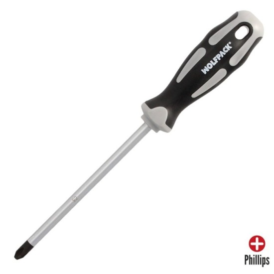 Destornillador Phillips Acero S2 Mango TPR Bimaterial, Medida PH 3 x Ø 8,0 x 150 mm,  DIN5262, al por Mayor | Almacén de Ferrete