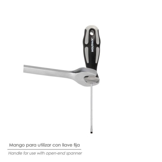 Destornillador Plano Estampado Acero S2 Mango TPR Bimaterial, Medida 0,8 x Ø 4,0 x 75 mm, DIN5265 al por Mayor | Almacén de Ferr