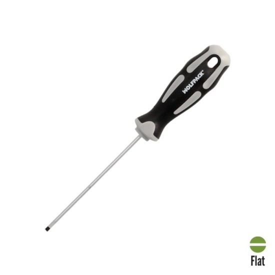 Destornillador Plano Vaciado Acero S2 Mango TPR Bimaterial, Medida 0,5 x Ø 3,0 x 100 mm,  DIN5265 al por Mayor | Almacén de Ferr